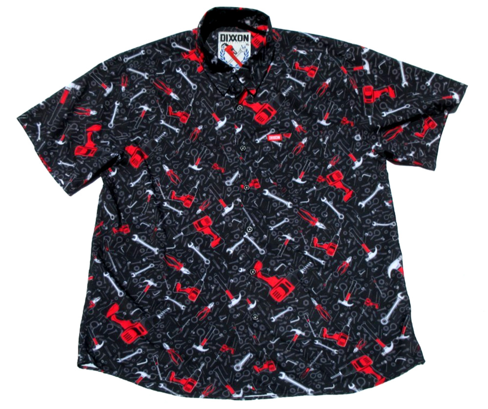 DIXXON Mens XL “The Handyman” Wrench Tools Gray Buttondown Shortsleeve Shirt